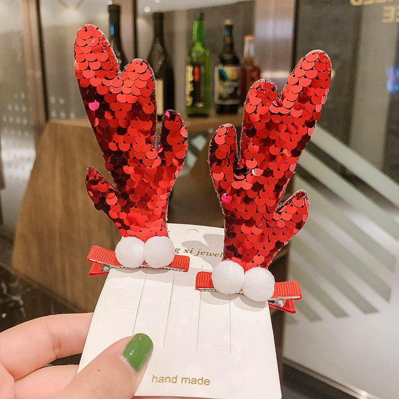 Wholesale Christmas Antler Fabric Hairpins